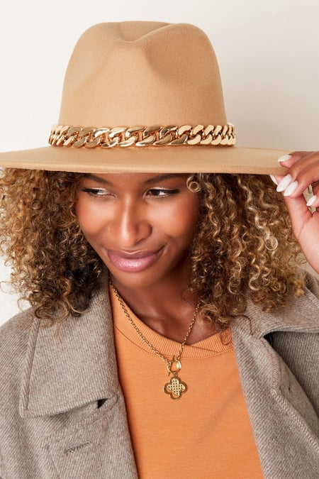 Fedora hoed met ketting Groen Polyester