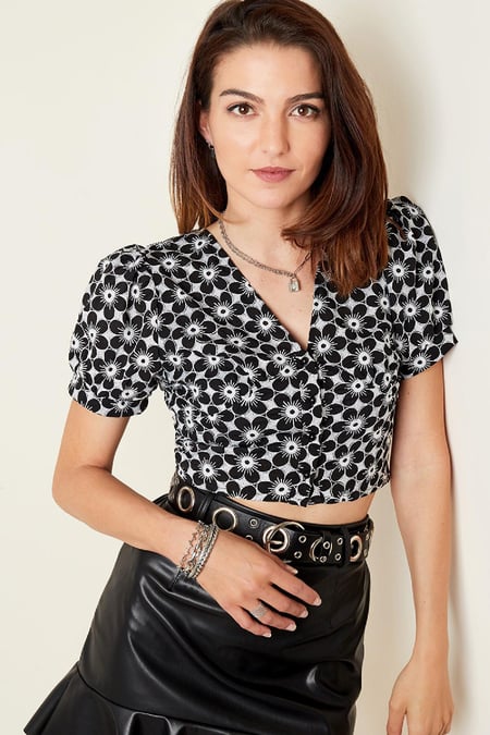 Bluz kırpma üst Black S