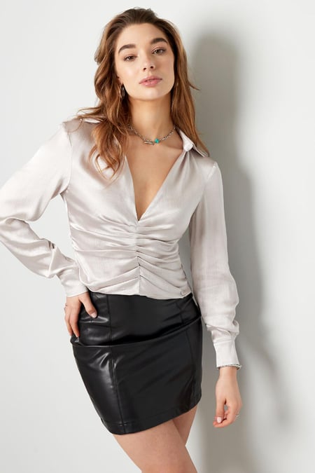 Pileli detaylı bluz Rose M