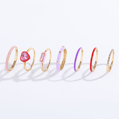 1 Piece Romantic Series Stylish Polychrome Heart Gold Color Alloy Lightweight Women's Single Rings 2