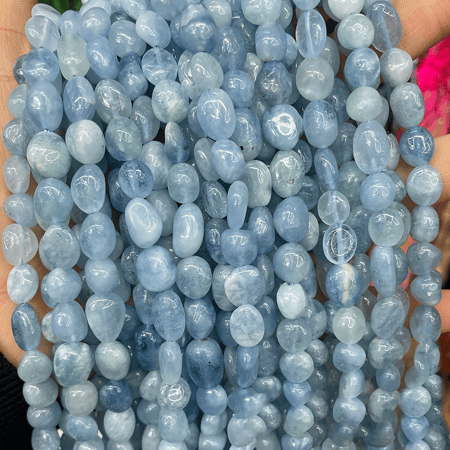 1 String Aquamarine Casual Shape Natural Stone Jewelry Beads 2