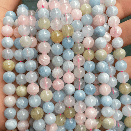 1 String Romantische Serie Süße Rosa Beryll Naturstein Schmuck Perlen 2