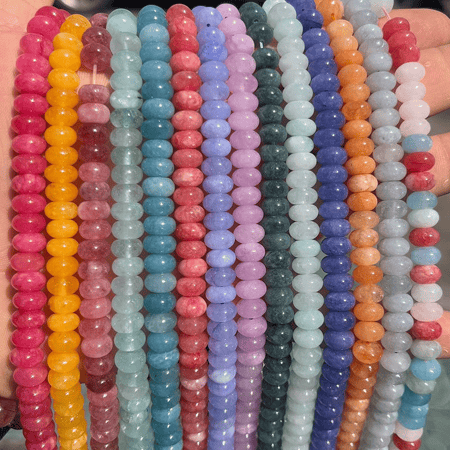 1 Strang bunte Schmuckperlen aus Naturstein (Perlengröße: 5 mm x 8 mm) 2