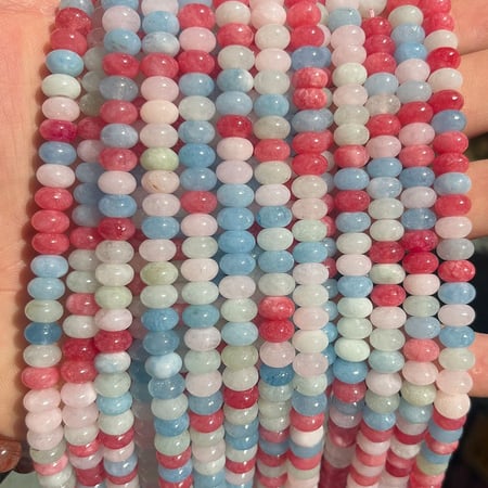 1 Strang bunte Schmuckperlen aus Naturstein (Perlengröße: 5 mm x 8 mm)