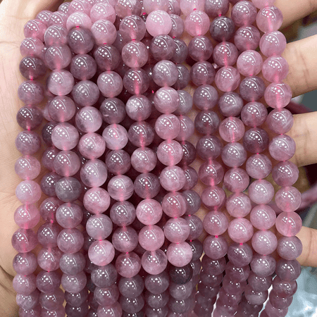 1 String süße Madagaskar Rosenquarz Natursteine Schmuck Perlen 2