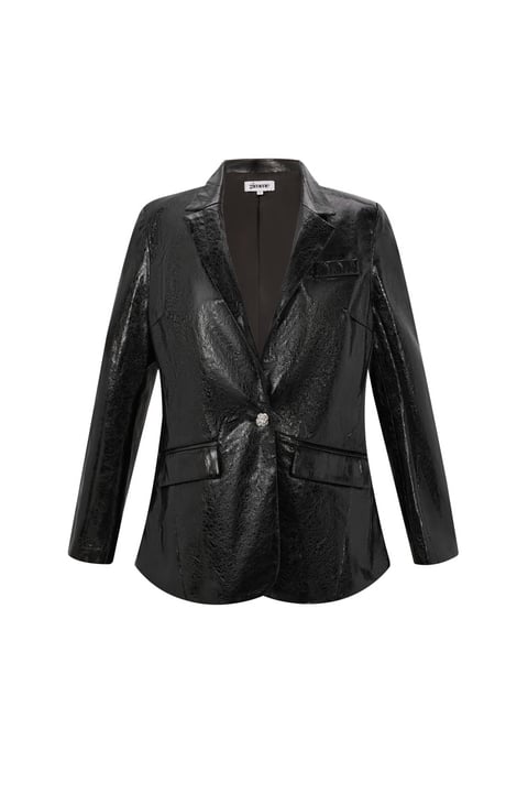 PU Leather Women's Blazer Set Shiny Finish 2