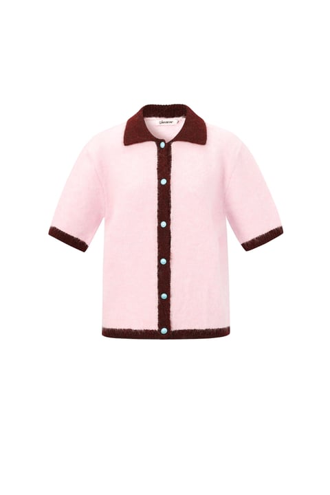 Cardigan in Fibra di Poliestere Intrecciata Donna Stile Casual Contrasto di Colori 2