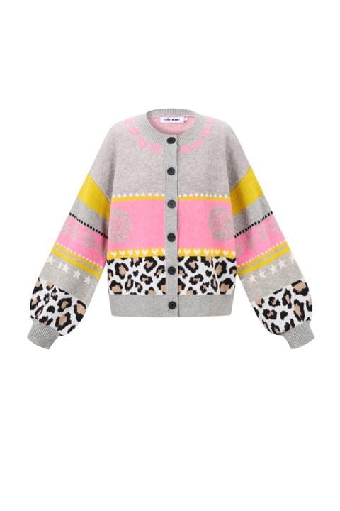 Cardigan Donna in Fibra di Poliestere lavorata a maglia Stile Casual con Stampa Floreale 2