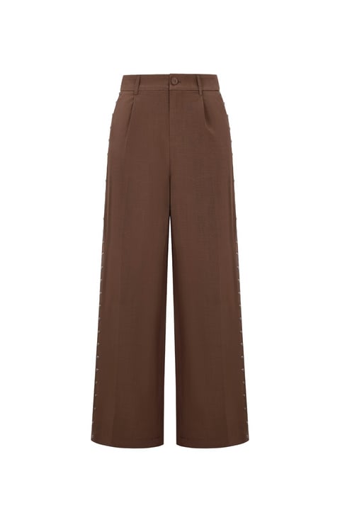Woven Polyester Fiber Women's Wide Leg Pants Elegant Solid Color Fall/Winter 2