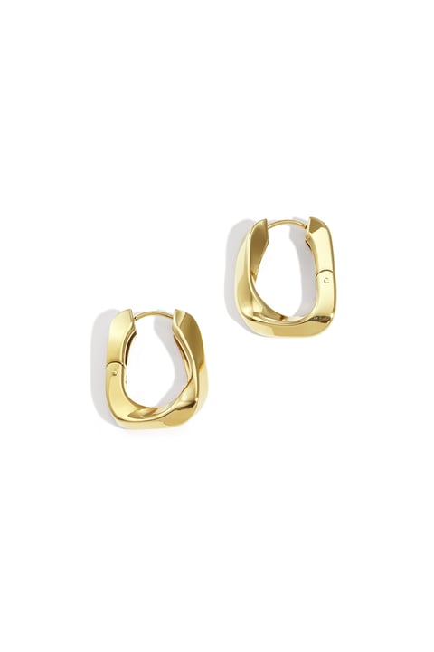 Boucles d'oreilles créoles rectangulaires en acier inoxydable, style décontracté, simple et quotidien, bijoux pour femmes 2