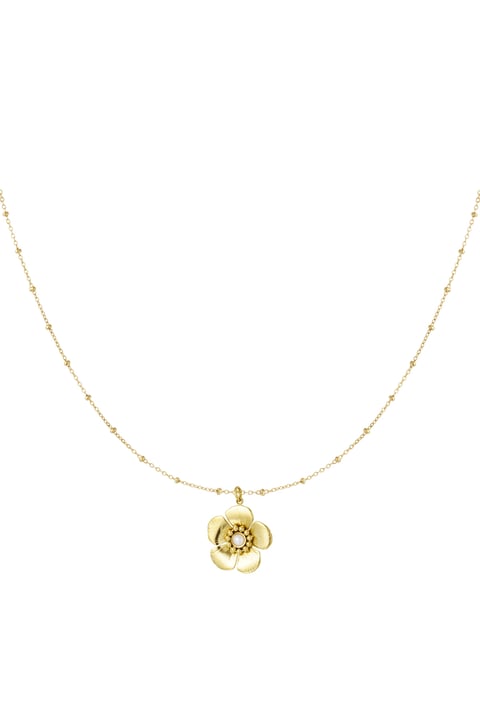 bolletje ketting met bloemetjes hanger en parel 2