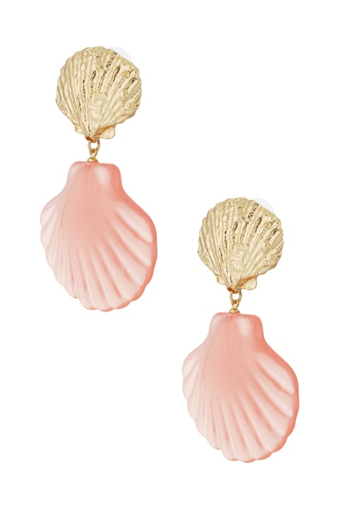 pink shell earrings - pink &  2