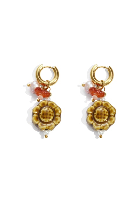 Boucles d&#39;oreilles pendantes en acier inoxydable, série Fleur, décontractée, simple et quotidienne, bijoux pour femmes 2