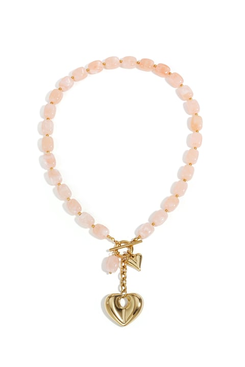 Squoval beaded necklace hanging heart 2