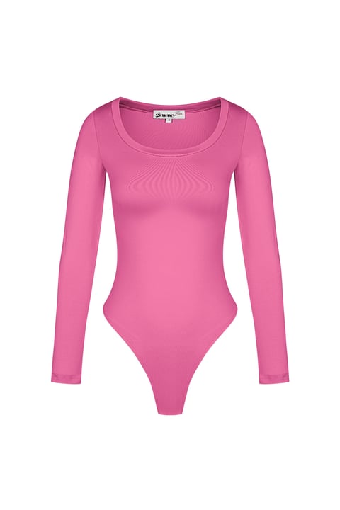 Polyester Women's Long Sleeve Bodysuit High Stretch Form-Fitting 2
