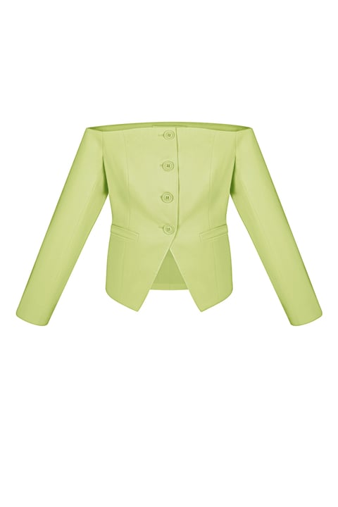 Polyester Damen Off-Shoulder Langarm Oberteil Knopfleiste Design 2