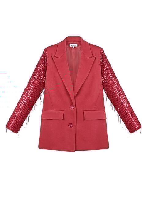 Polyester Damen Blazer Mit Fransenärmel Design 2