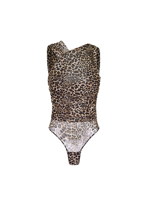 Strick-Polyesterfaser Damen-Bodysuit Leopardenmuster Sportlich 2