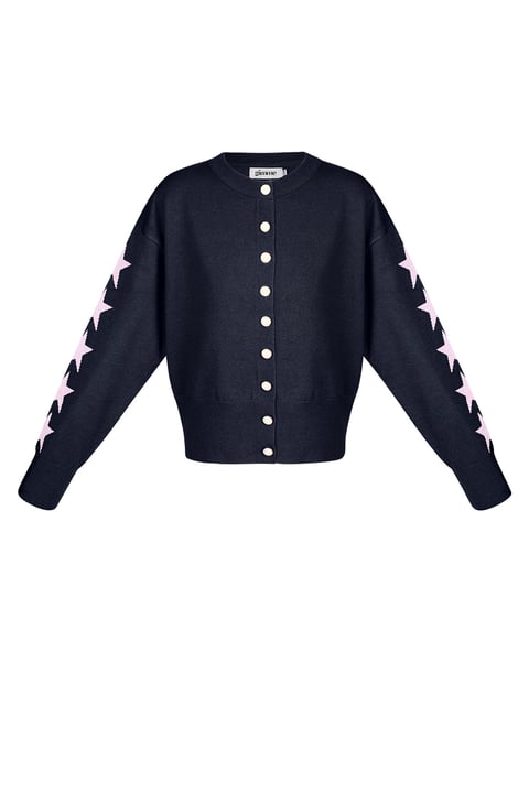 Viscose Knit Cardigan Women's Cropped Style Star Pattern 2