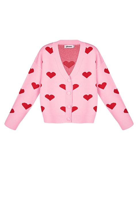 Viscose Knitted Women's Cardigan Cute Heart Pattern Fall/Winter 2
