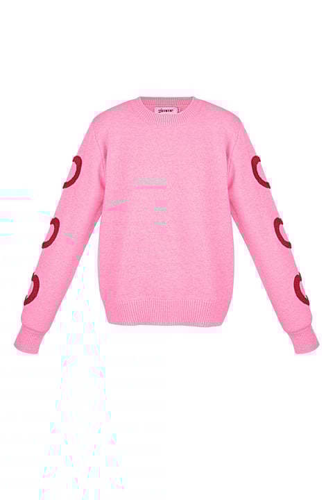 Knitted Wool Blend Women's Crewneck Sweater Heart Pattern Design 2