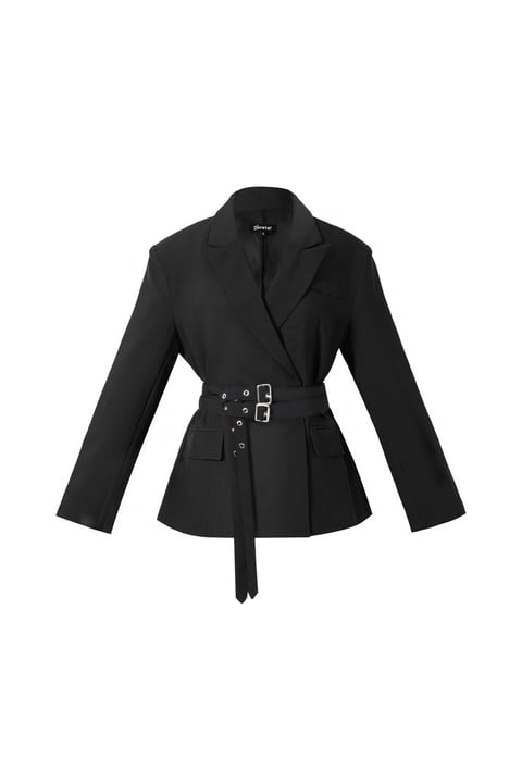 Woven Polyester Fiber Women's Suit Set Elegant Solid Color Fall/Winter 2