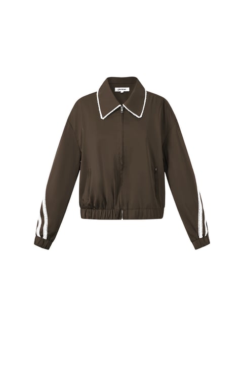 Gewebte Polyesterfaser Damenjacke Sportlich Farbkontrast 2-teiliges Set 2