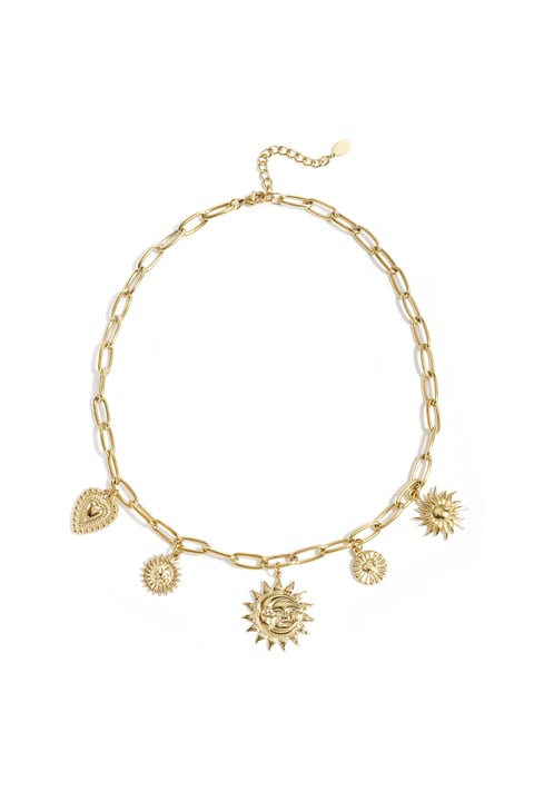 Necklace with sun and heart charms 2