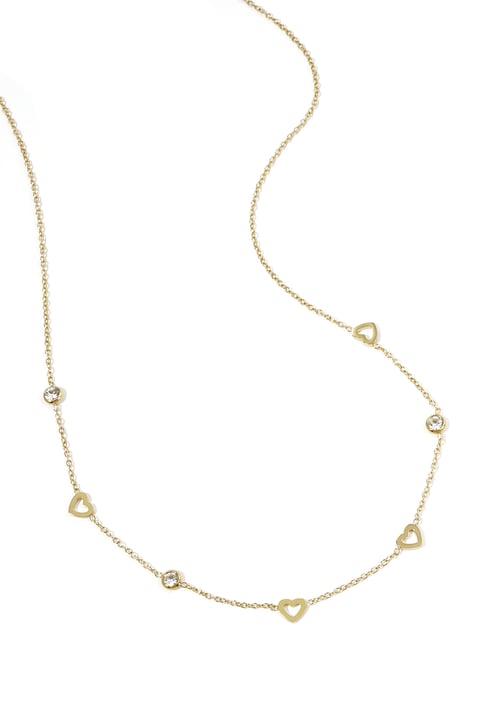 Collier avec breloques coeur et diamants - acier inoxydable 2