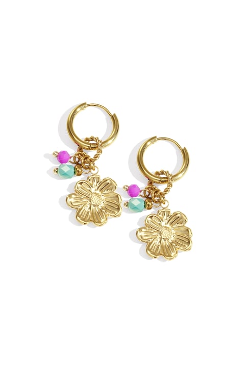 Flower Happy Charm earrings 2
