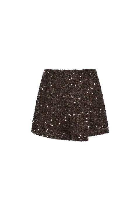 Woven Polyester Fiber Women's Mini Skirt Elegant Sequins 2-piece set 2