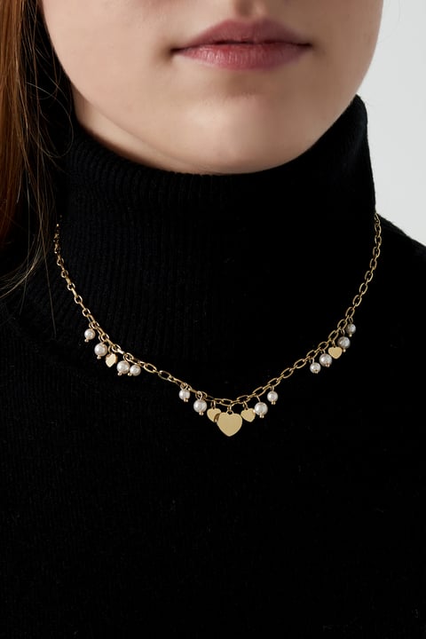 hearts & pearls necklace