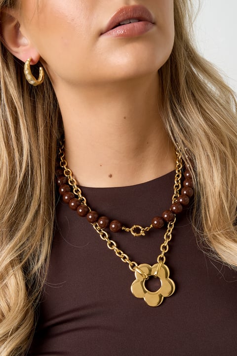 Colliers pendentifs en acier inoxydable Fleur Casual Daily Simple Série Bijoux pour femmes