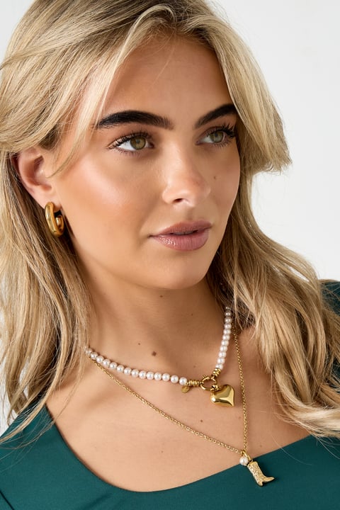 Collares de cuentas con forma de corazón, serie sencilla, informal, para uso diario, joyería para mujer.