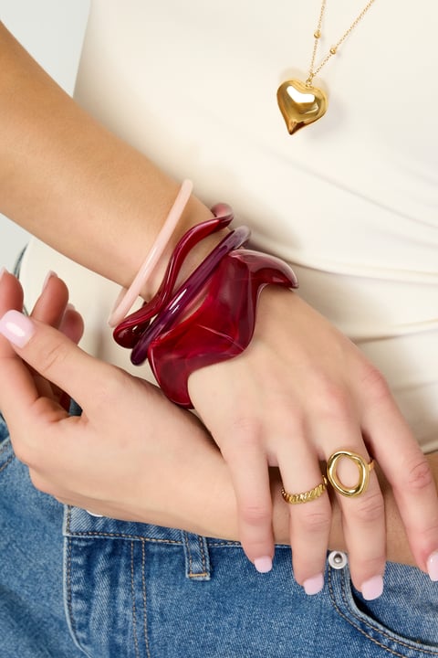 Brazaletes de acrílico de color sólido, serie casual, diario, simple, joyería para mujer