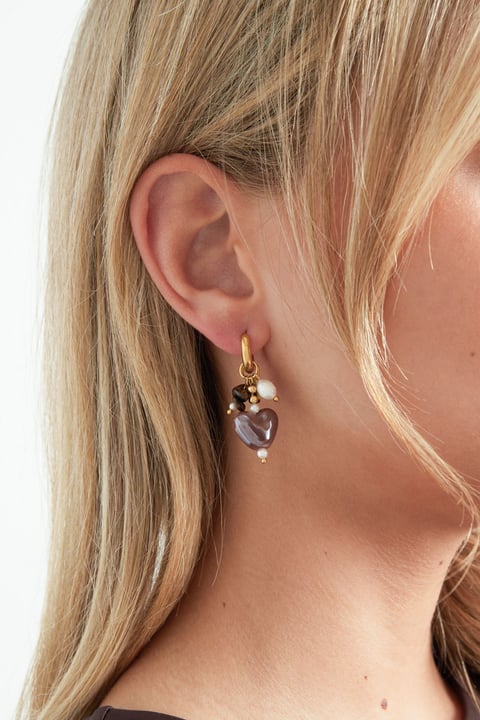 Earrings with beads and heart charms