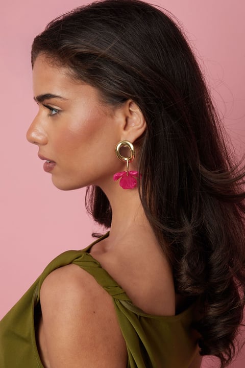 Ohrhänger aus Edelstahl, Blumenmuster, schlichte und lässige Serie, Damenschmuck