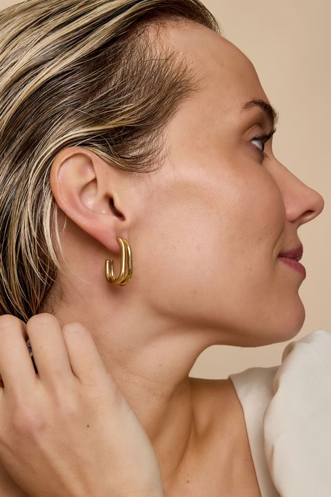 Pendientes de aro líneas Casual Diario Serie Simple Joyería de mujer