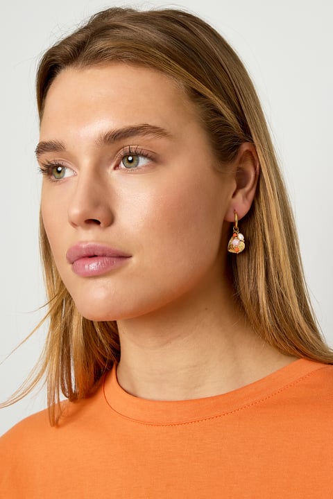 Earrings with beads and heart charm