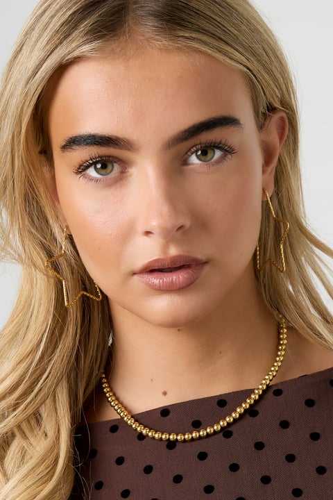 Pendientes de aro de acero inoxidable con diseño de estrella, estilo casual, diario, sencillo, para mujer