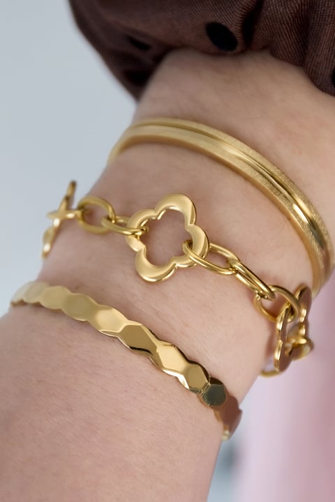 Bracelets chaîne en acier inoxydable Clover, bijoux décontractés pour femmes