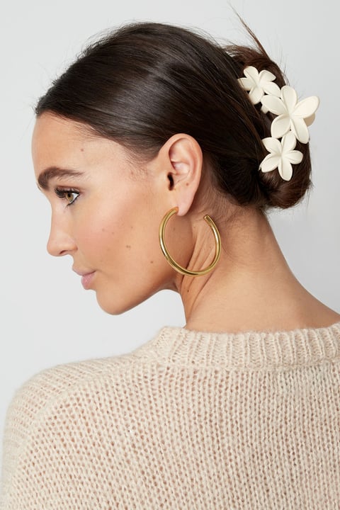 pasador para el pelo con flores grandes - algodón de azúcar rosa