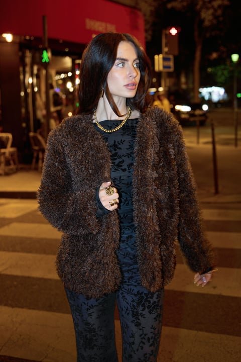 Woven Polyester Fiber Women's Jacket Elegant Solid Color Fall/Winter