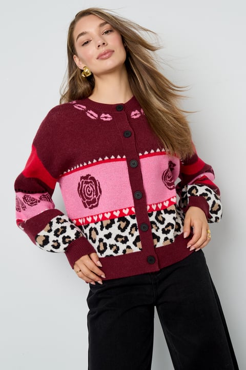 Cardigan Donna in Fibra di Poliestere lavorata a maglia Stile Casual con Stampa Floreale