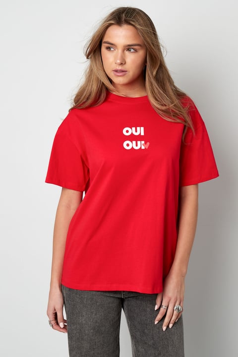 Baumwolle Damen T-Shirt Oversized OUI Print