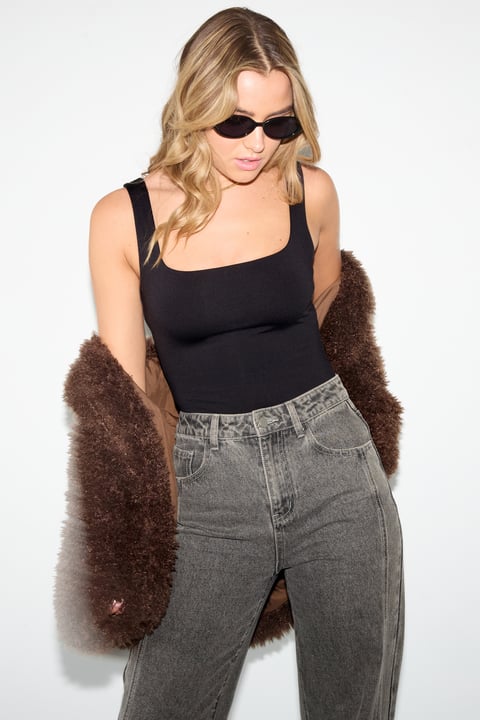 Knitted Nylon Shapewear Bodysuit Basic Solid Color