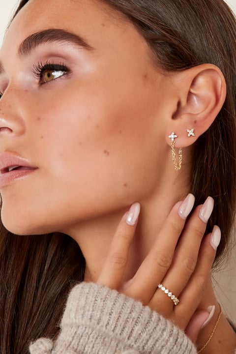 Kulak Studs Star - Sparkle Koleksiyonu Gold Copper