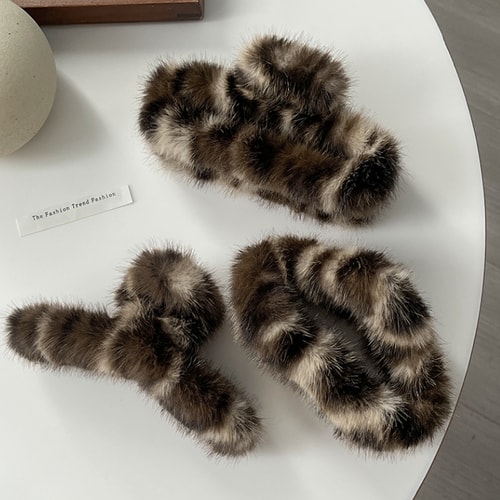 1 Piece Luxurious  Leopard Print Furry Women's Hair Clips
