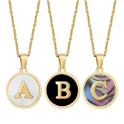 1 Piece Classic Letter Stainless Steel Gold Color Shell Women's Pendant Necklaces