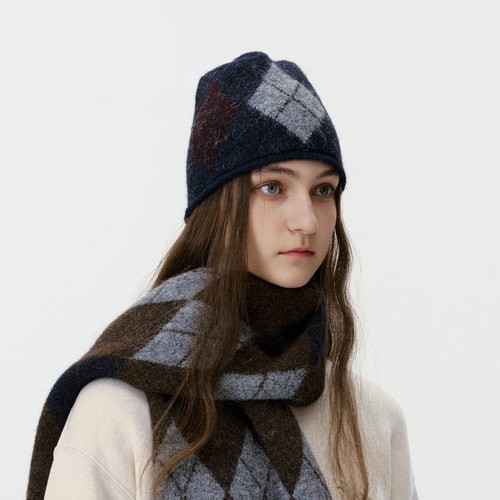 1 Piece Classic Argyle Wool Women's Knitted Hats